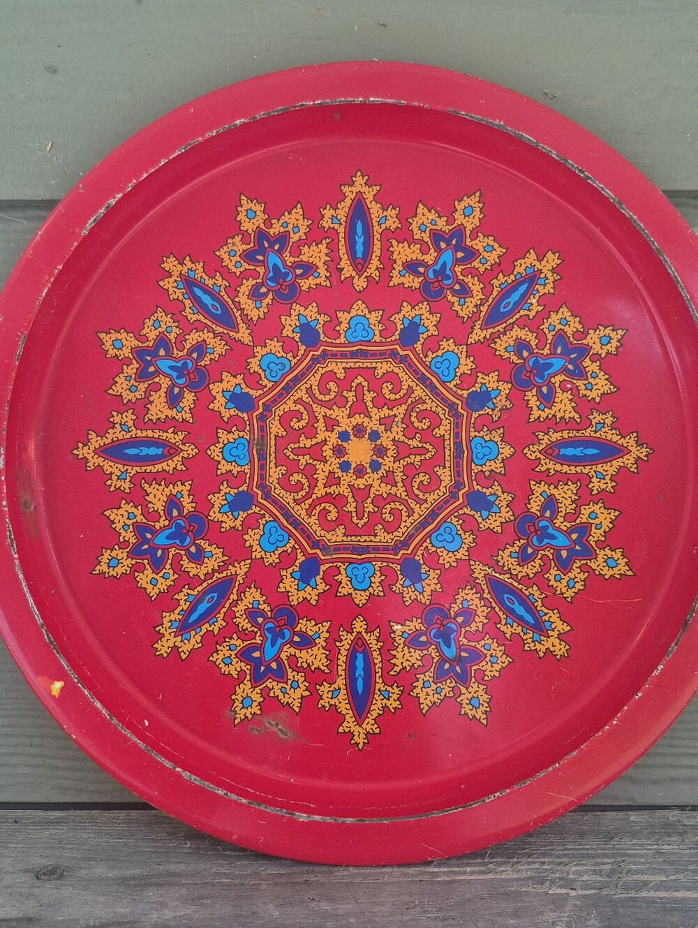 1970's Metal Tray Mandala Pattern